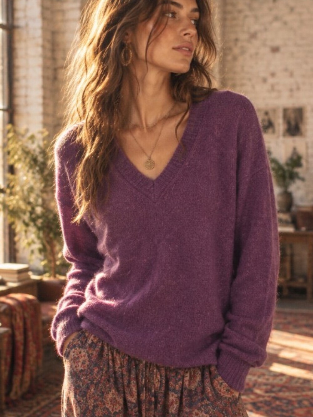 Ted Baker Purple V-Neck Sweater